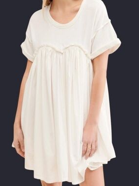 Free People Catalina Babydoll Mini Dress Medium White Cotton Cottagecore Western